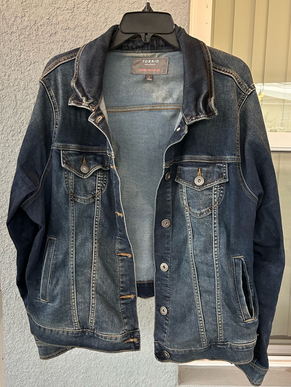 Torrid Women’s Blue Jacket Size 2 Plus Button Front Collared Pockets Relaxed